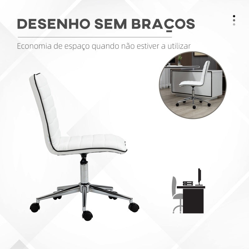 Vinsetto Cadeira de Escritório Operativa Giratória com Altura Ajustável Encosto Estofado em Couro Sintético 47x57x76,5-86,5cm Branco