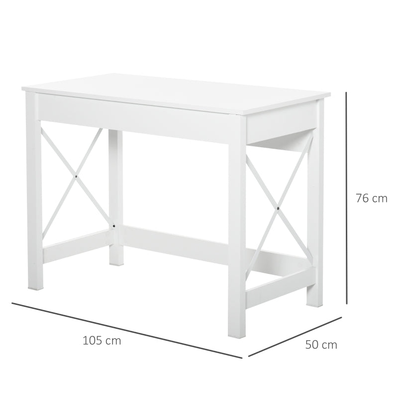 HOMCOM Mesa de escritório multifuncional moderna e minimalista 105x50x76 cm Branco