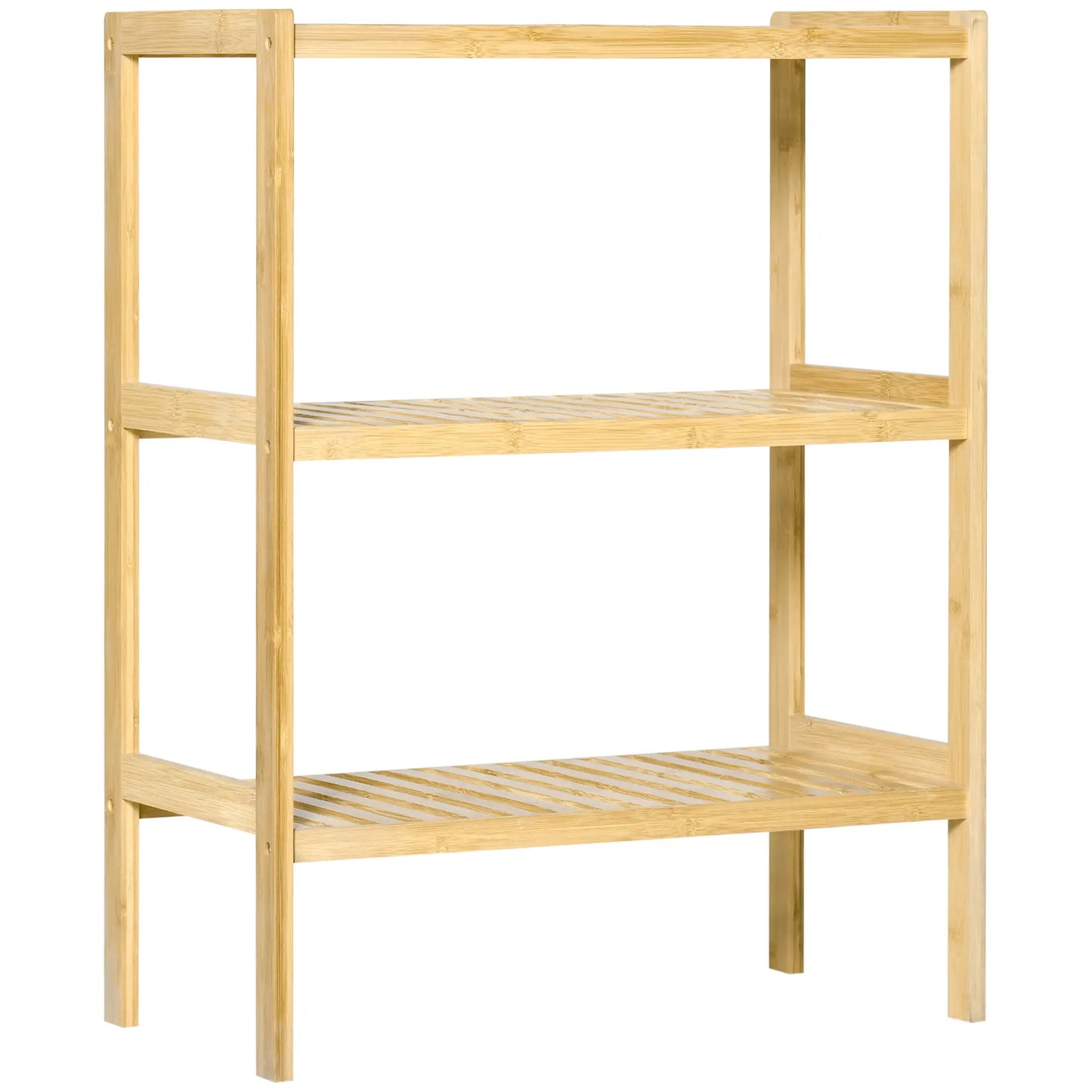 HOMCOM Estante de Bambu de 3 Níveis Móvel Organizador Multifuncional para Casa de Banho Cozinha Sala de Estar 62x33x80cm Natural