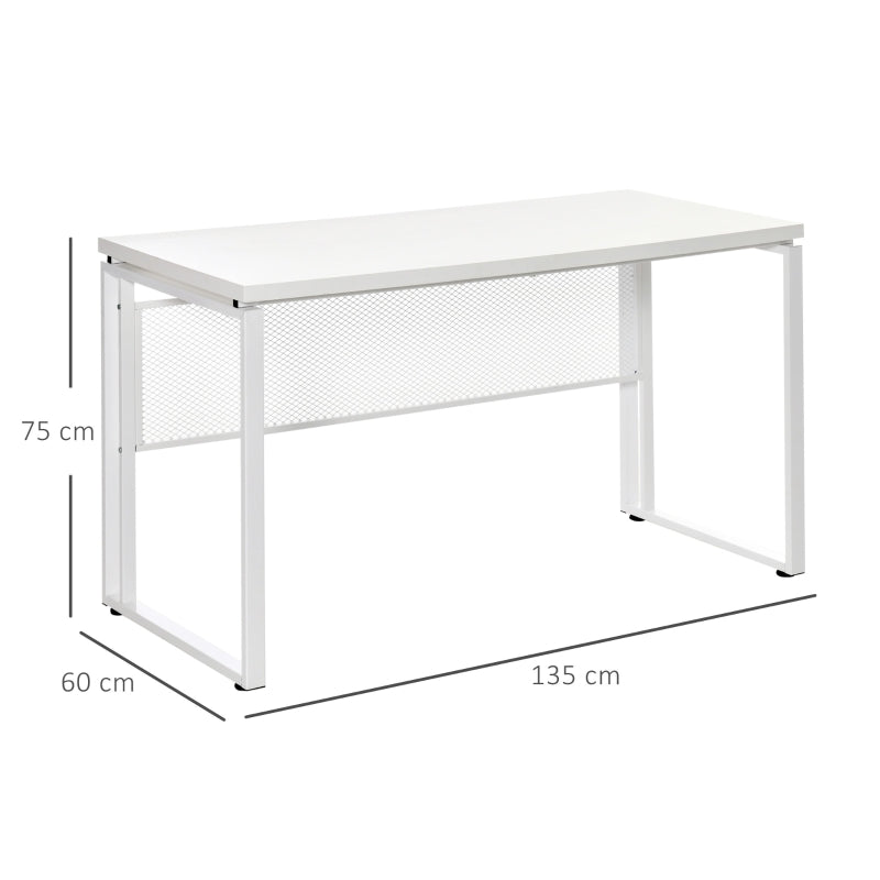 HOMCOM Secretária multifuncional estável com pés ajustáveis 135x60x75 cm Branco