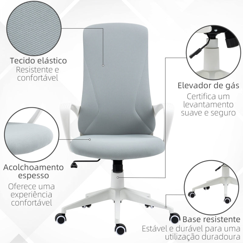 Vinsetto Cadeira de Escritório Ergonómica com Altura Ajustável Função de Inclinação e Encosto Alto 62x56x110-119,5 cm Cinza