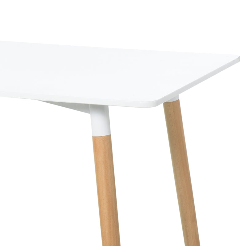 HOMCOM Mesa de jantar estilo nórdico com pernas de madeira 120x60x75 cm branco