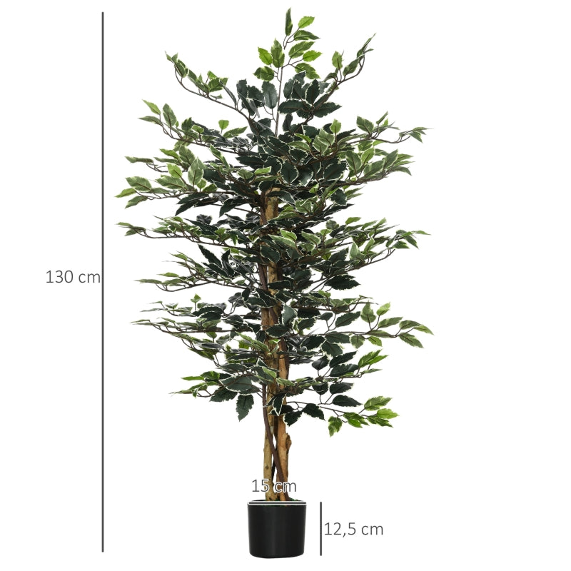 HOMCOM Ficus Artificial com Troncos Planta Artificial com Vaso