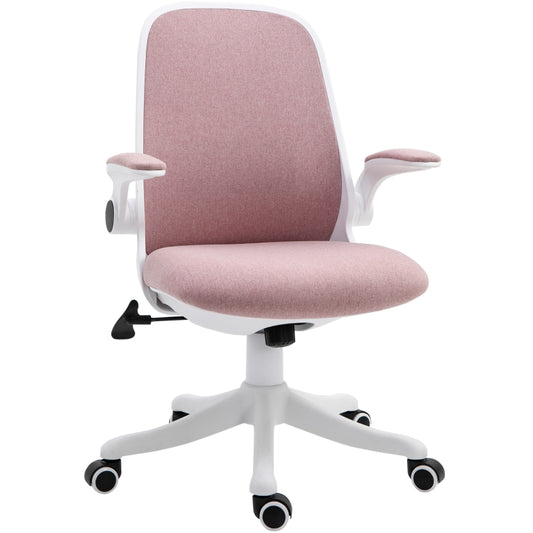 Vinsetto Cadeira de Escritório Giratória Função de Inclinação Altura Ajustável Ergonômica com Apoio de Braço Elevavel Carga 120 kg62,5x60x94-104 cm Rosa