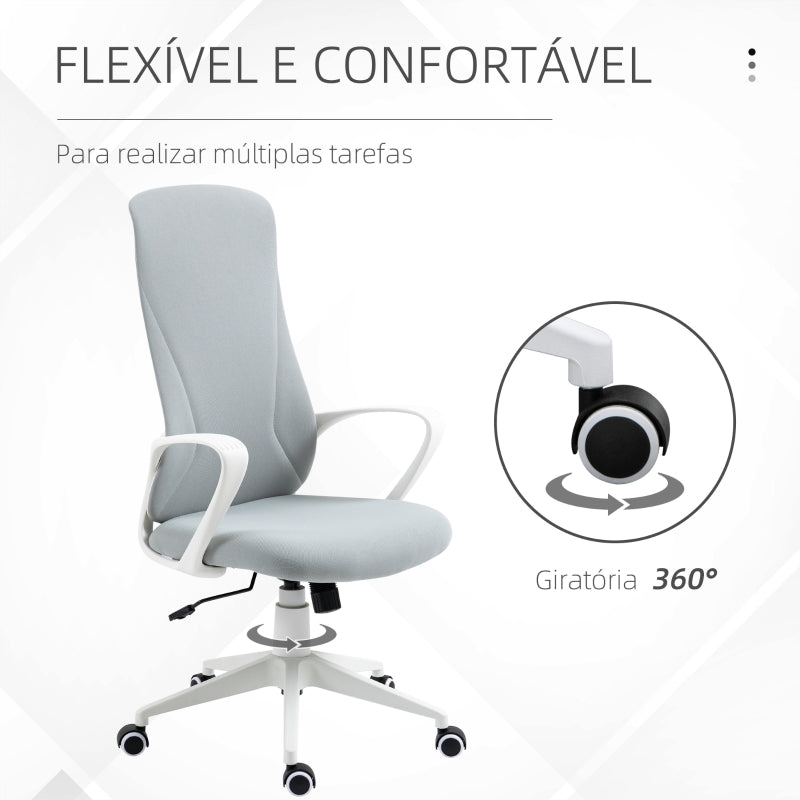 Vinsetto Cadeira de Escritório Ergonómica com Altura Ajustável Função de Inclinação e Encosto Alto 62x56x110-119,5 cm Cinza