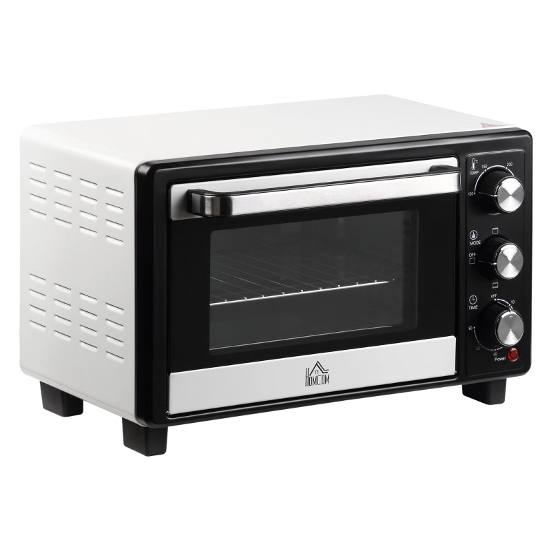 HOMCOM Mini Forno 16L com 3 Modos de Aquecimento Temperatura até 230°C Temporizador 44x32x28,1cm Branco e Preto