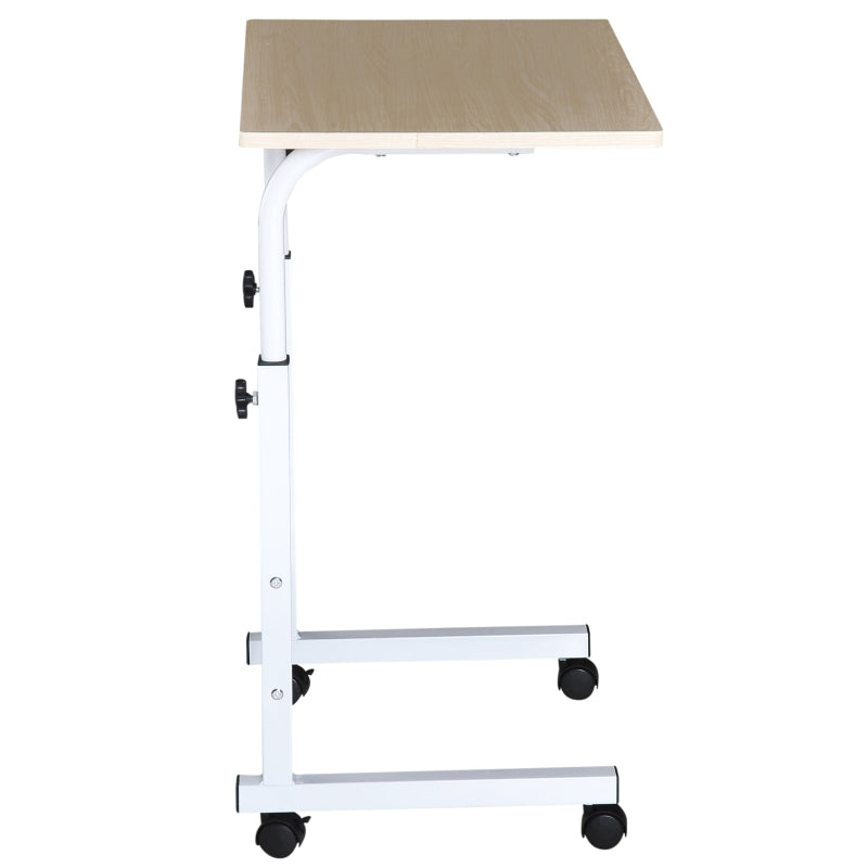 HOMCOM Mesa de computador para Hogar escritorio Altura Ajustável Mesa Compacta com Rodas 60x40x68-78cm Cor Branco