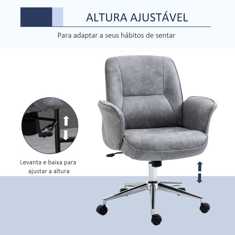 Vinsetto Cadeira de Escritório Ergonômica Giratória com Altura Ajustável Apoio para os Braços e Encosto Acolchoado 67x69x92-102cm Cinza