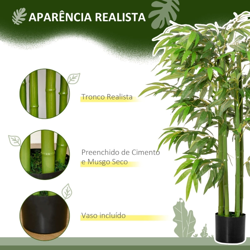 HOMCOM Bambú Artificial 140cm com Vaso Planta Artificial