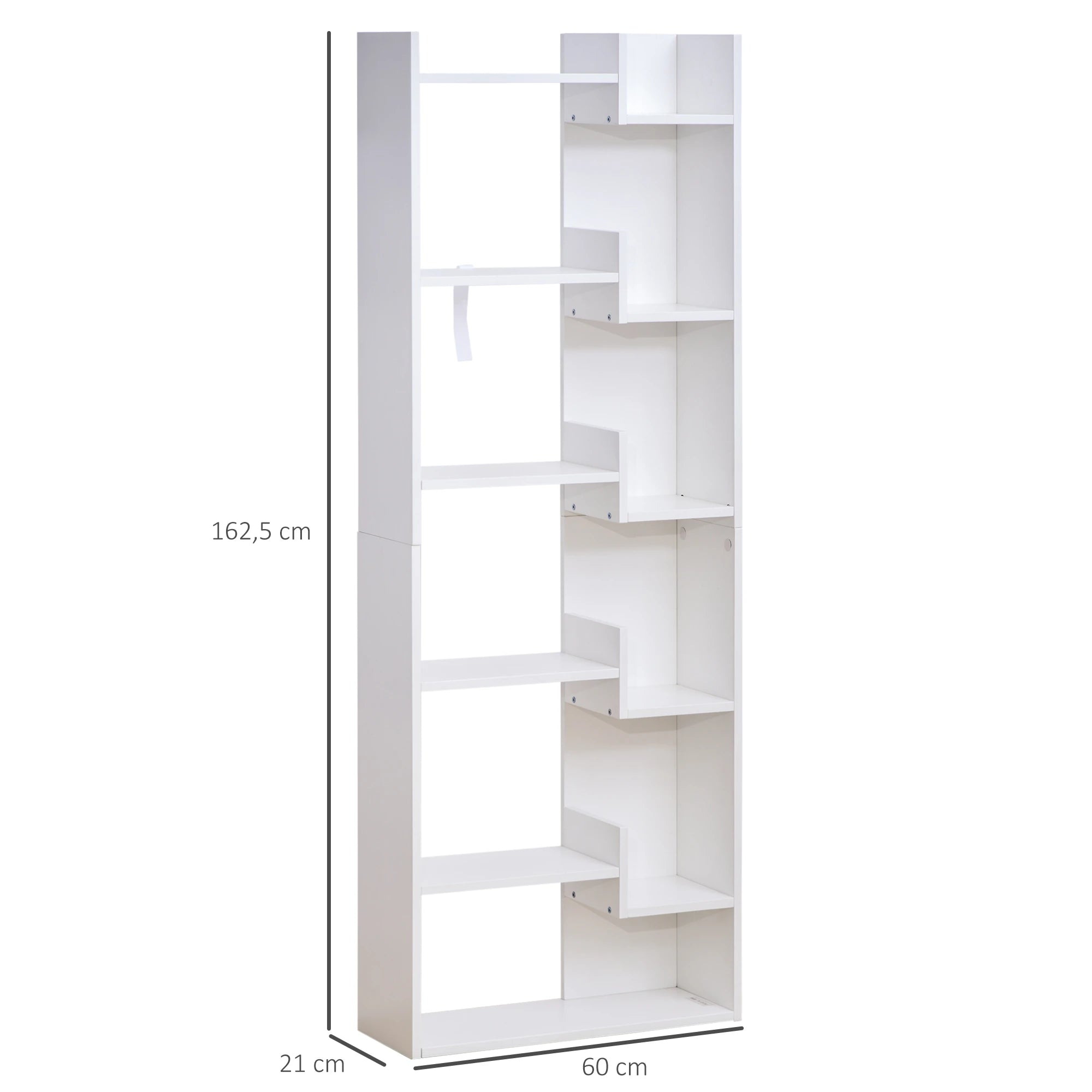 HOMCOM Estante de 6 níveis estante vertical sistema anti-tombamento de desenho moderno 60x21x162,5 cm Branco