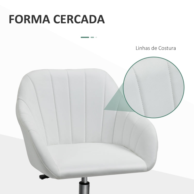 Vinsetto Cadeira de Escritório Operativa Giratória com Altura Ajustável Encosto e Apoio para os Braços 60x59x79-89cm Branco