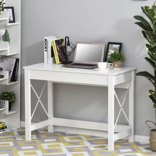 HOMCOM Mesa de escritório multifuncional moderna e minimalista 105x50x76 cm Branco