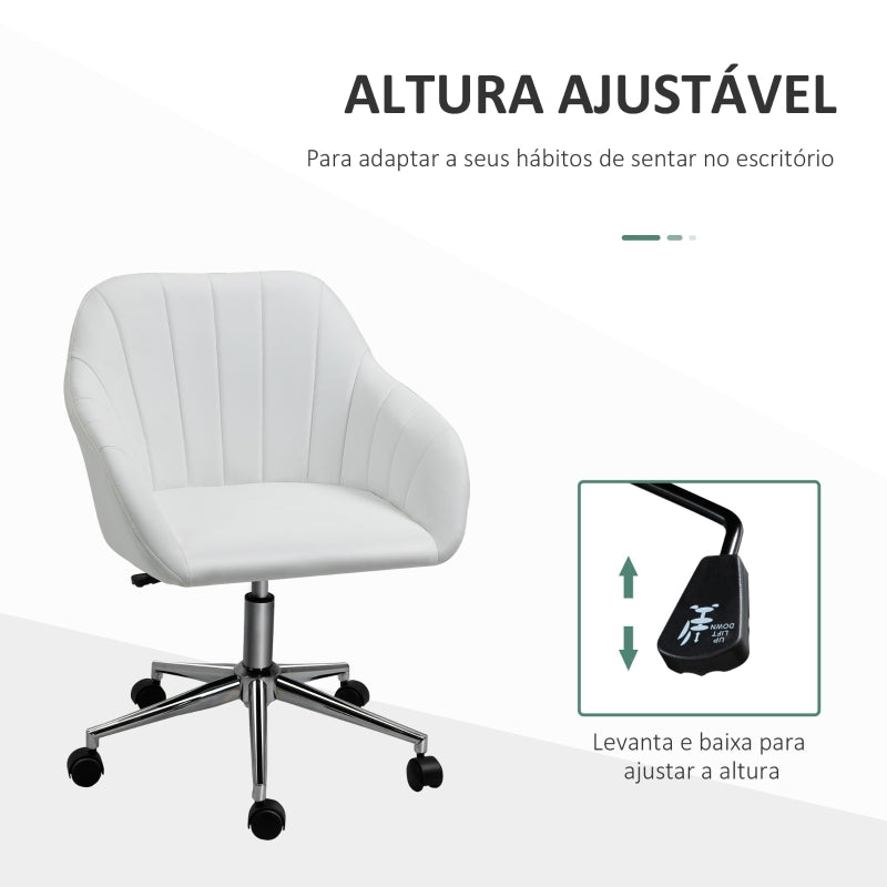 Vinsetto Cadeira de Escritório Operativa Giratória com Altura Ajustável Encosto e Apoio para os Braços 60x59x79-89cm Branco