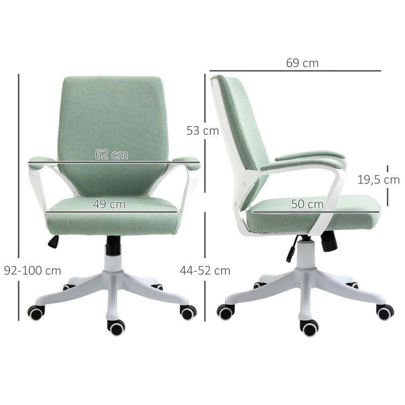 Vinsetto Cadeira de Escritório Ergonómica Giratória e com Altura Ajustável e Suporte Lombar 62x69x92-100 cm Verde