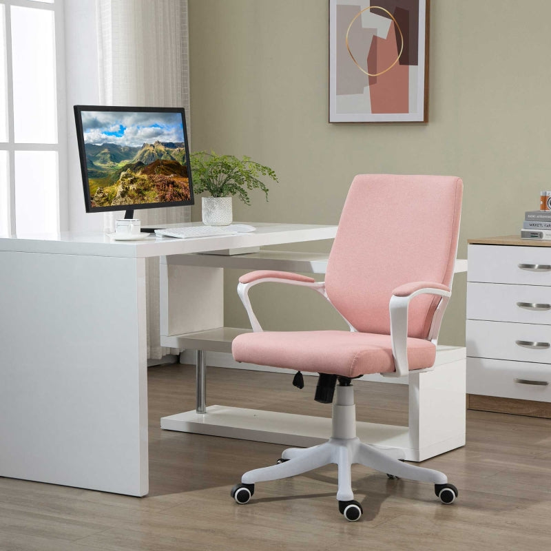 Vinsetto Cadeira de Escritório Ergonómica Giratória e com Altura Ajustável e Suporte Lombar 62x69x92-100 cm Rosa