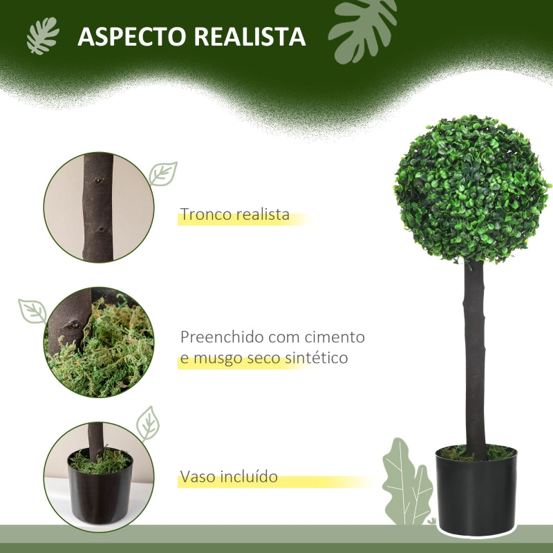 HOMCOM Conjunto de 2 Plantas Artificiais Buxos Artificiais em Vaso