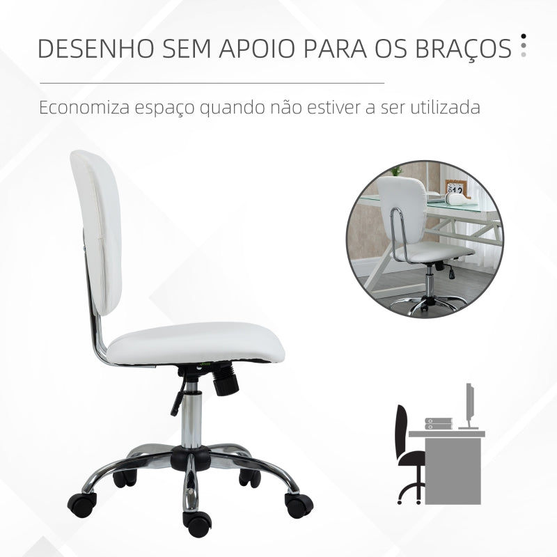 Vinsetto Cadeira de Escritório Giratória de Couro PU com Altura Ajustável e Função Basculante 50x54x87,5-96,5 cm Branco