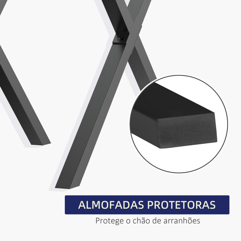 HOMCOM Conjunto de 2 Pés para Mesa Estilo Industrial 80x72cm em Forma de X Pés para Móveis de Aço com Protetores e Parafusos de Montagem Incluídos Preto