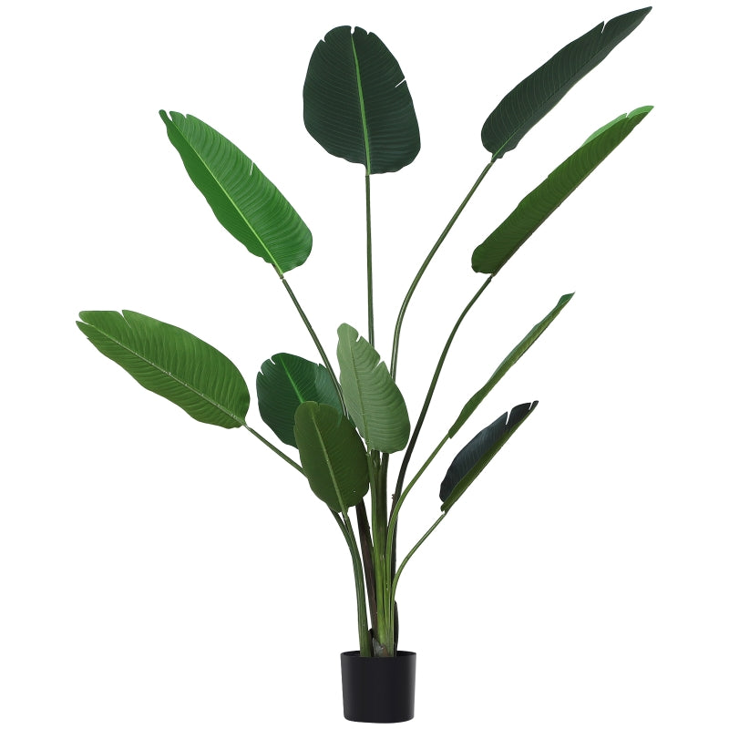 Outsunny Planta Artificial de Decoração Planta Palmeira Artificial com Vaso 10 Folhas para Exterior e Interior Ø18x180cm Verde