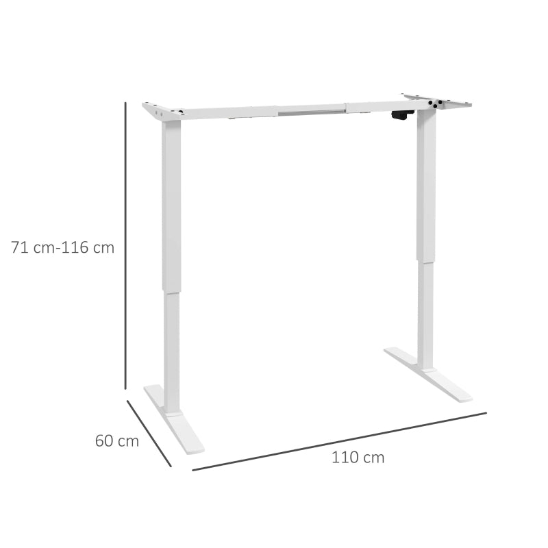 Vinsetto Estrutura Secretária Elétrica com Altura Ajustável Função de Memória e Proteção contra Sobreaquecimento 110x60x71-116 cm Branco