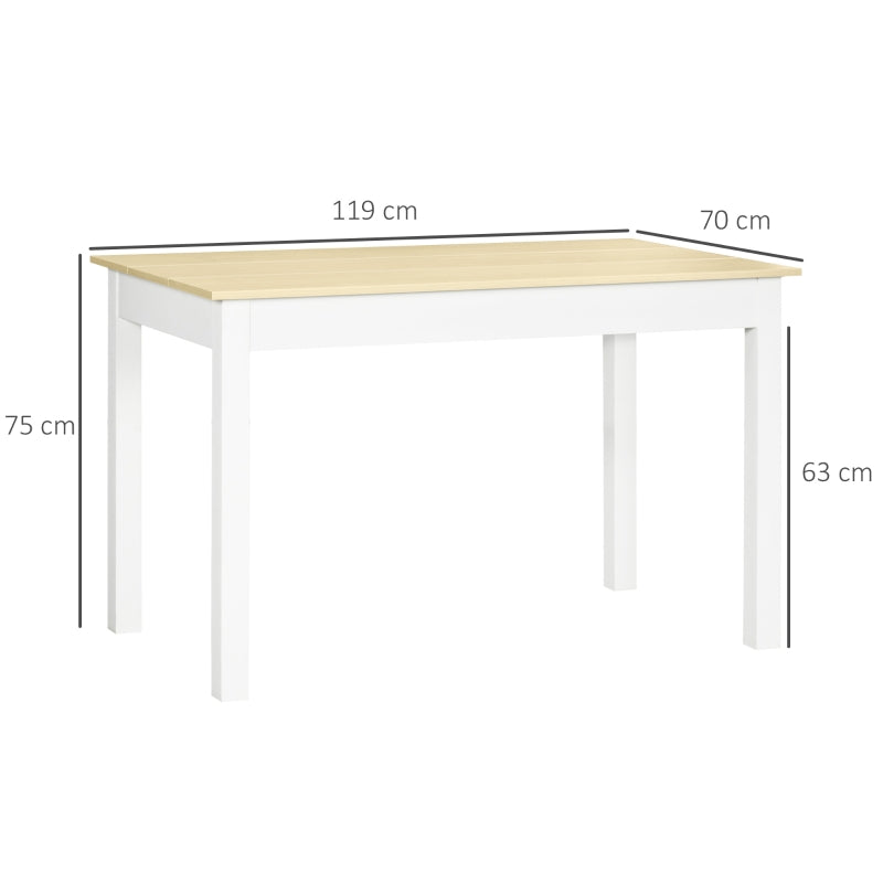 HOMCOM Mesa de Sala de Jantar de Madeira Retangular para 4-6 Pessoas 119x70x76 cm Carvalho e Branco