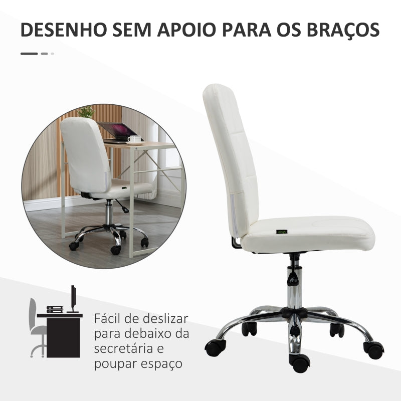 Vinsetto Cadeira de Escritório Giratória de Couro Sintético com Altura Ajustável Estilo Moderno Carga 120 kg 45x59x90-100 cm Branco