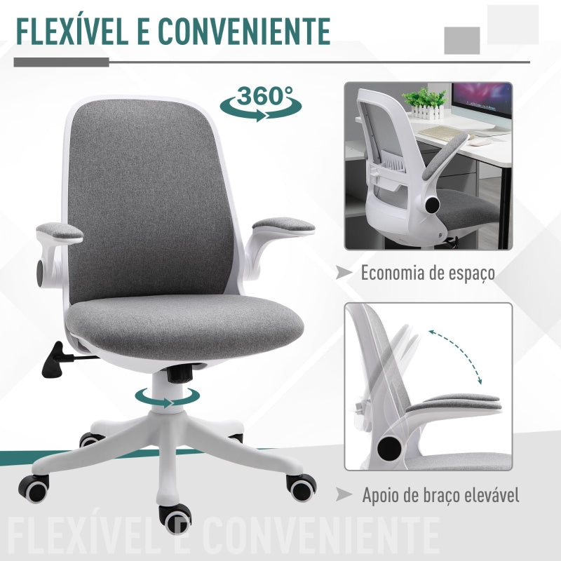 Vinsetto Cadeira de Escritório Giratória Função de Inclinação Altura Ajustável Ergonômica com Apoio de Braço Elevavel Carga 120 kg 62,5x60x94-104cm Cinza