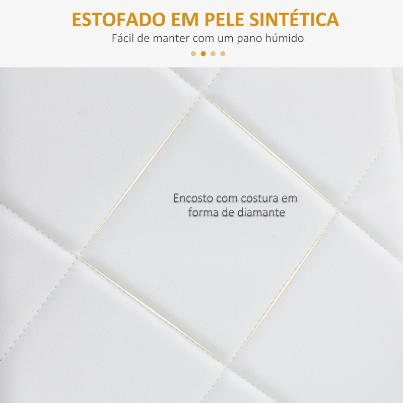 HOMCOM Conjunto de 4 Cadeiras de Sala de Jantar Estofadas em Couro Sintético com Encosto Alto e Pés de Aço 41x50x97cm Branco