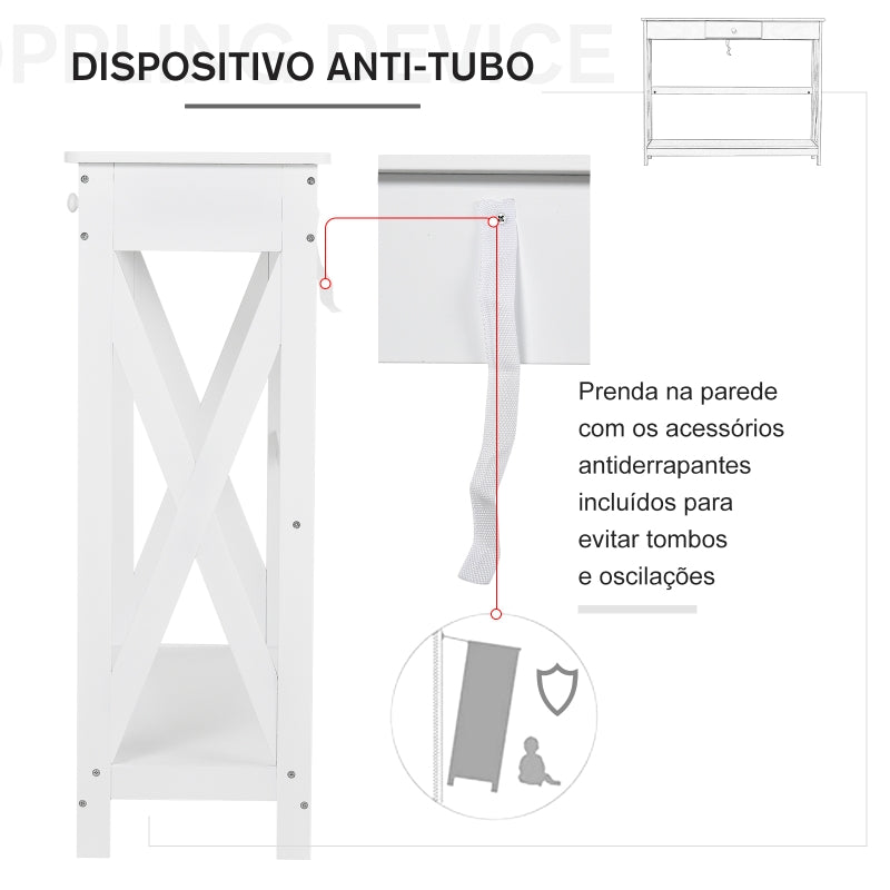 HOMCOM Mesa Consola Clássica com 1 Gaveta e 1 Prateleira de Armazenamento para a Entrada Mesa Auxiliar Sala de Estar Estilo Elegante 100x30x81cm Branco