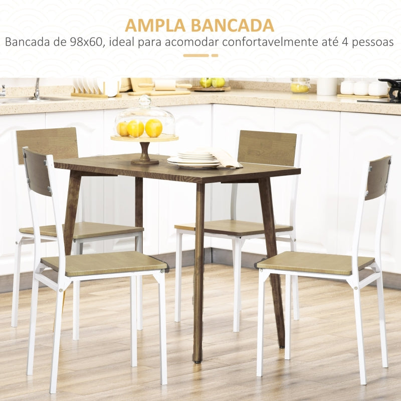 HOMCOM Mesa de Jantar Retangular com Pés de Madeira de Pinho 98x60x76,5cm Madeira