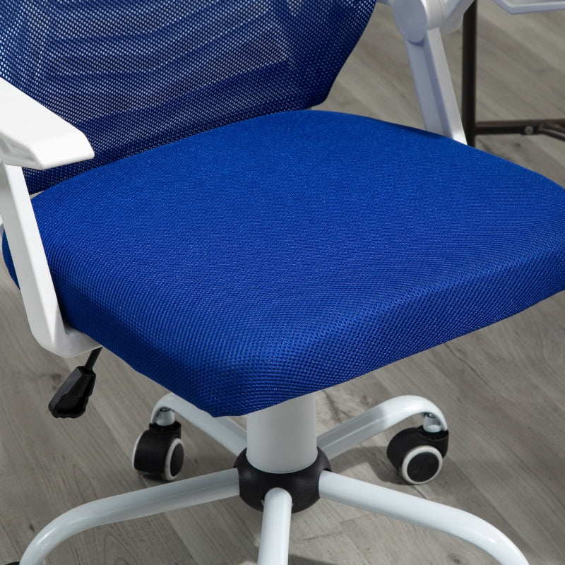 Vinsetto Cadeira de Escritório Ergonômica Giratória com Altura Ajustável Apoio para os Braços Dobrável Suporte Lombar e Encosto Transpirável 62,5x55x94-104cm Azul