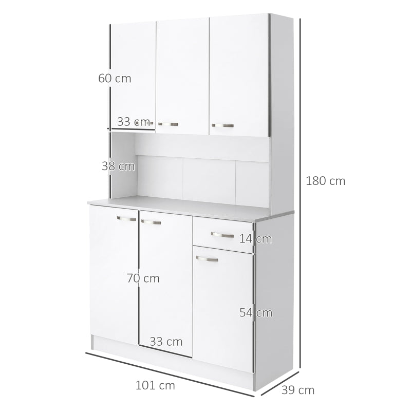 HOMCOM Armário de Cozinha com Prateleira Ajustável para Microondas 101x39x180 cm Branco