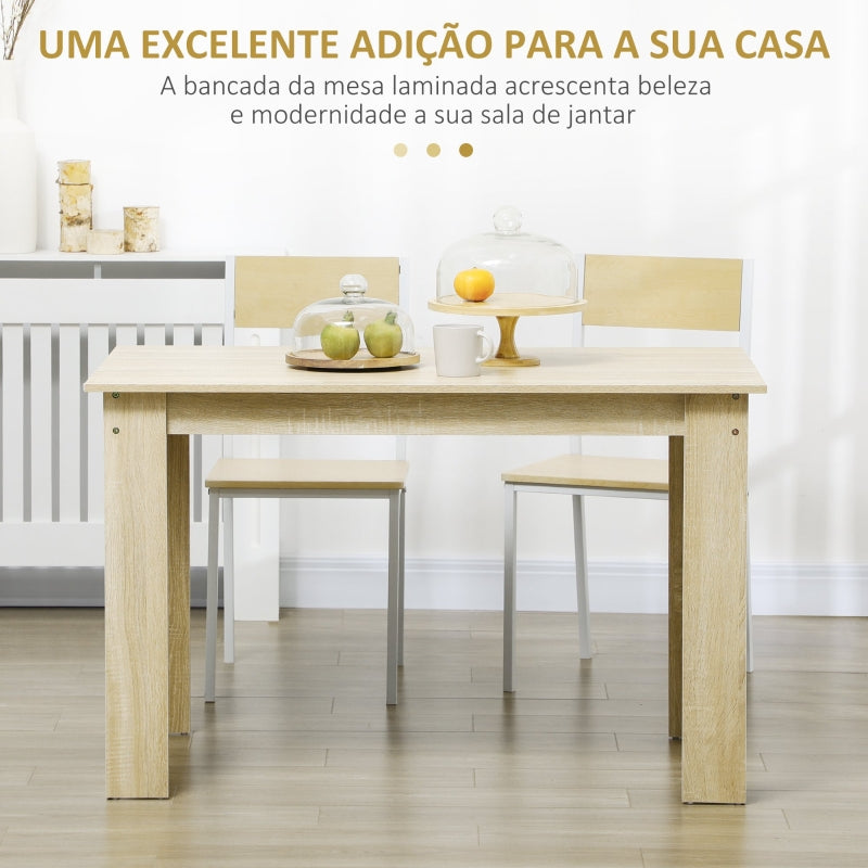 HOMCOM Mesa de Sala de Jantar para 4-6 Pessoas Estilo Moderno 50 kg 120x69x75 cm Carvalho