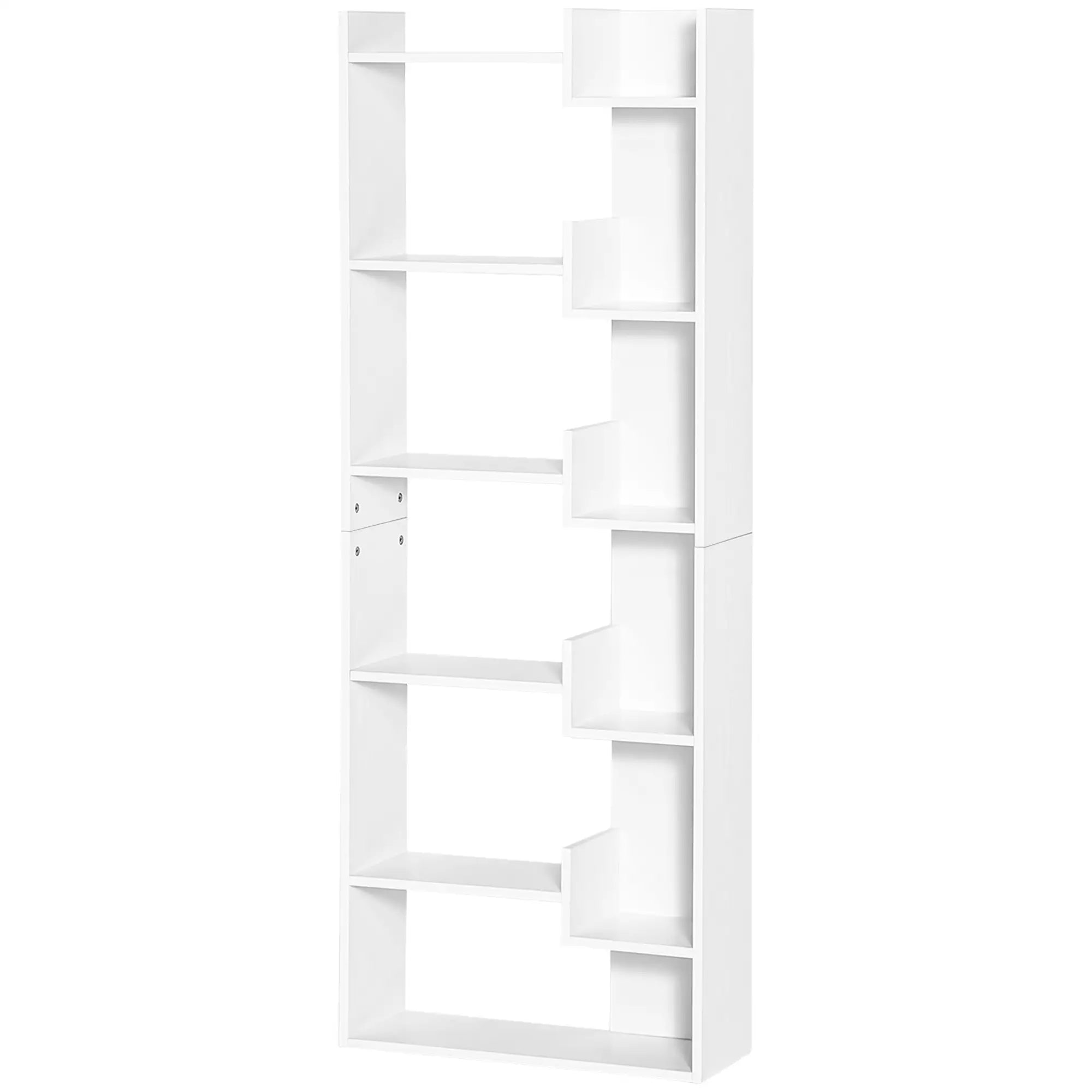 HOMCOM Estante de 6 níveis estante vertical sistema anti-tombamento de desenho moderno 60x21x162,5 cm Branco