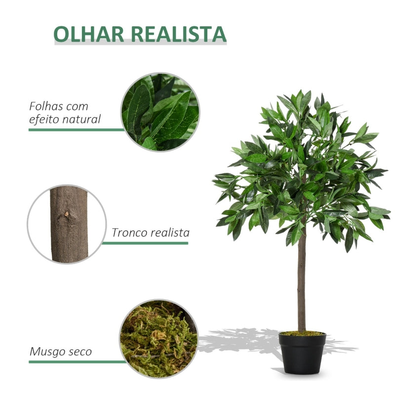 Outsunny 2 plantas artificiais de 90 cm de altura árvore de Laurel com vaso para sala de estar exterior Verde