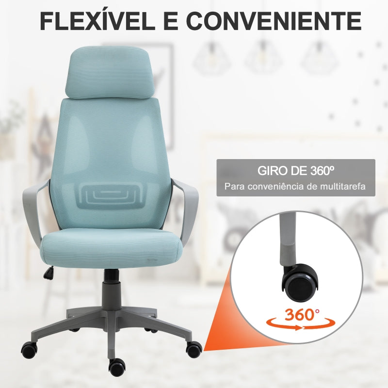 Vinsetto Cadeira de escritório ergonômica Altura ajustável 64x58x116-126 cm Azul