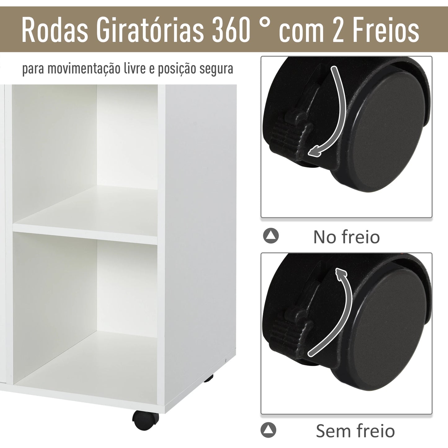 Vinsetto Armário para Escritório de Impressora com Espaço de Armazenamento e Rodas 100x 40 x 71 cm Branco