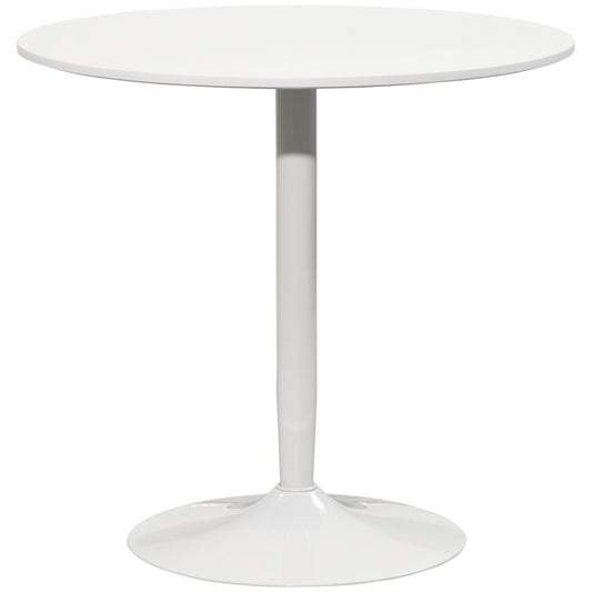 HOMCOM Mesa de Cozinha Redonda Mesa de Jantar Moderna Ø80x75 cm Branco