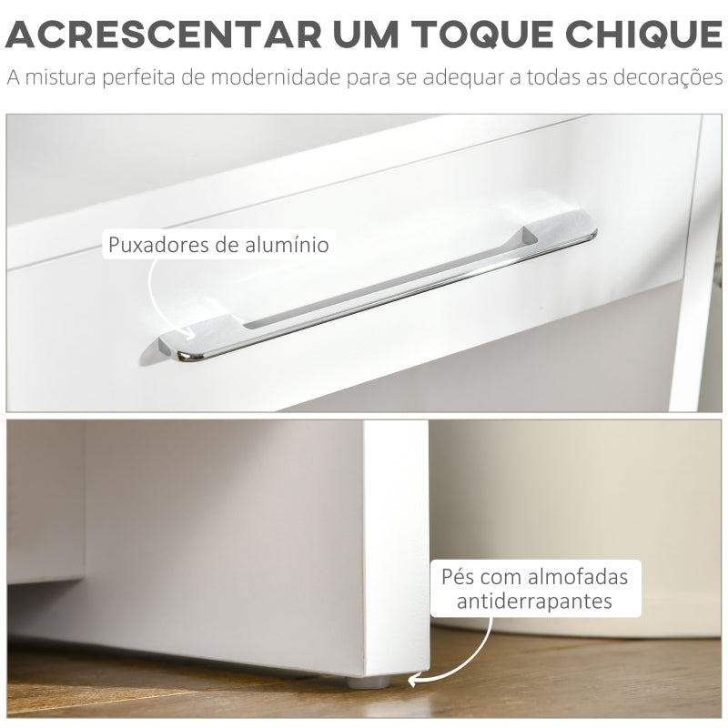 HOMCOM Mesa Consola com 2 Gavetas Prateleira de Armazenamento Móvel de Entrada Estilo Moderno Carga 50kg 101,6x28x76,2cm Branco