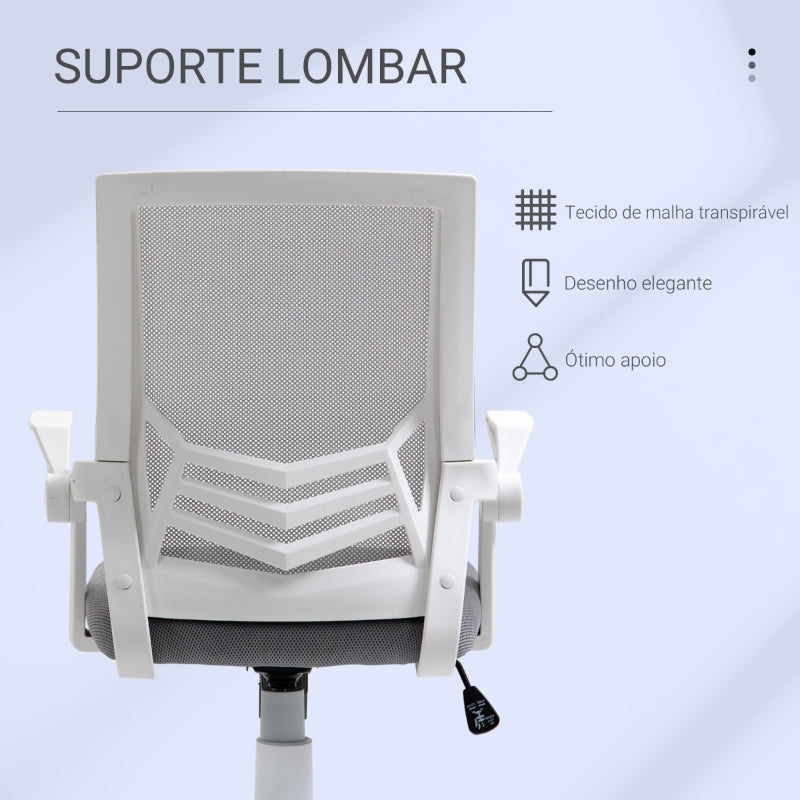 Vinsetto Cadeira de Escritório Ergonômica Giratória com Altura Ajustável Apoio para os Braços Dobrável Suporte Lombar e Encosto Transpirável 62,5x55x94-104cm Cinza