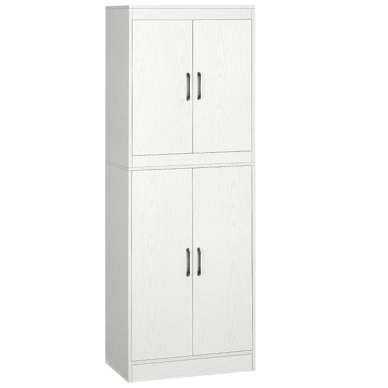 HOMCOM Armário de Cozinha Móvel Auxiliar de Cozinha com 4 Portas e 5 Prateleiras Estilo Moderno Anti-Tombo 60x36x168cm Branco