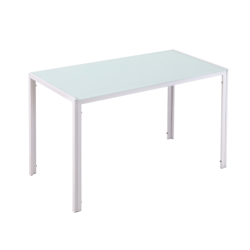 HOMCOM Mesa Sala de Jantar de Cristal Mesa Retangular para 4-6 pessoas 120x60x75cm Branco