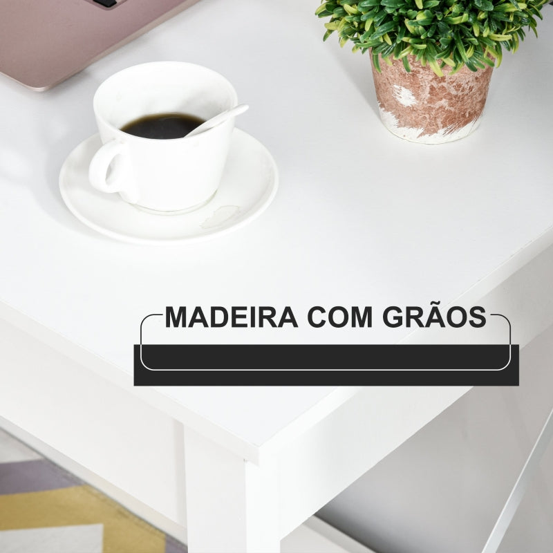 HOMCOM Mesa de escritório multifuncional moderna e minimalista 105x50x76 cm Branco