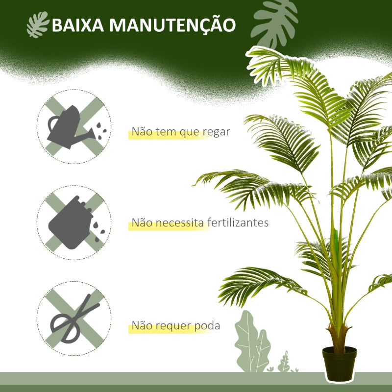 HOMCOM Palmeira Areca Artificial 170cm Planta Artificial com 11 Folhas Realistas e Vaso de Plástico Ø15x170 cm Verde