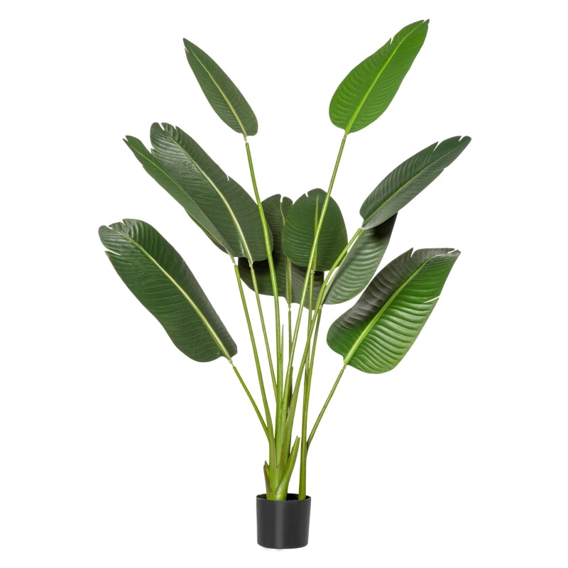 HOMCOM Planta Artificial Bananeira de 160cm com Vaso e 10 Folhas Realistas Planta Tropical Sintética para Decoração em Interior e Exterior Escritório Casa Verde