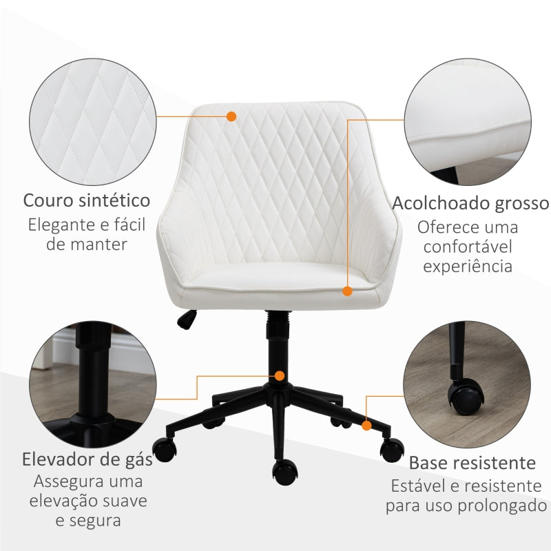 Vinsetto Cadeira de Escritório Operativa de Couro PU com Altura Ajustável e Função de Inclinação 59x60x90-100 cm Branco