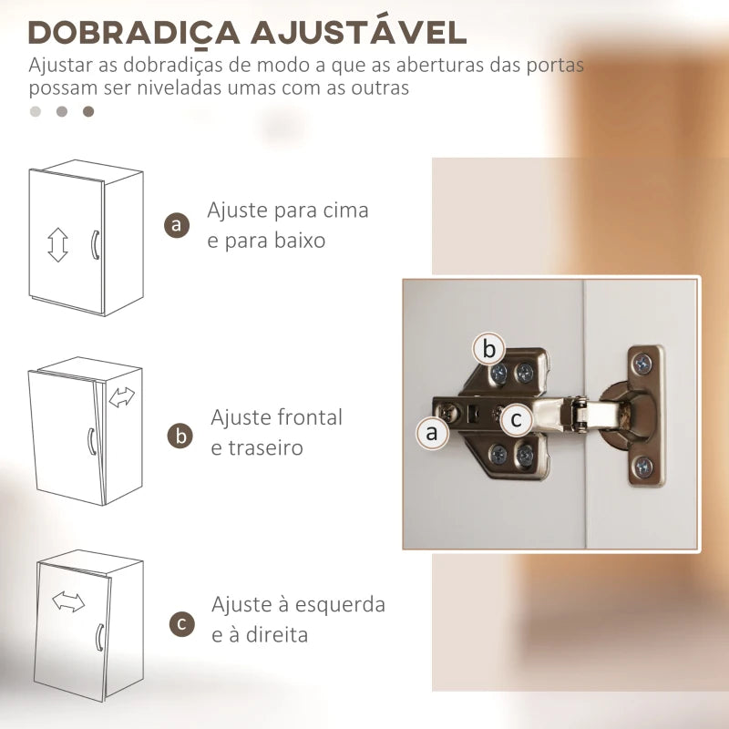 HOMCOM Armário de Cozinha com 4 Portas e Prateleiras Ajustáveis Anti-Tombo 60x30x170,5 cm Branco