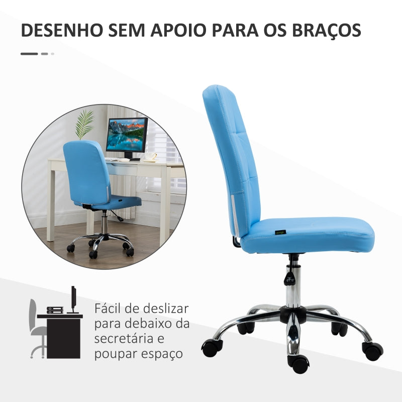 Vinsetto Cadeira de Escritório Giratória de Couro Sintético com Altura Ajustável Estilo Moderno Carga 120 kg 45x59x90-100 cm Azul