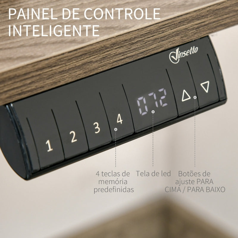 Vinsetto Secretária elétrica de pé Mesa ajustável em altura para escritório com 4 teclas de memória automática inteligente 120x60x72-116 cm moldura branca