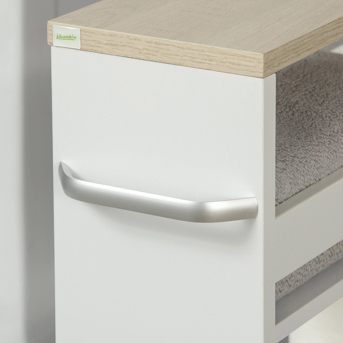 kleankin Estante de Armazenamento Casa de Banho de 3 Níveis Estante Estreita com Alça Lateral Estante com Rodas 48x15x80cm Branco